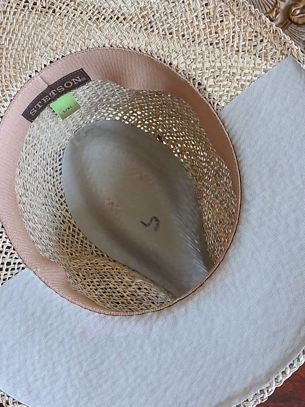 Stetson Straw Fedora Hat with Brown Band - Picture 10 of 14